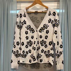CAbi Black & gold Floral or leopard print cardigan.